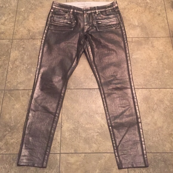 Michael Kors grey Metallic skinny jeans. - Picture 3 of 3